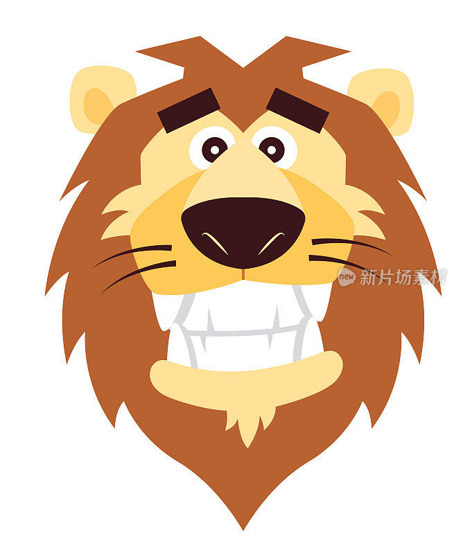 可爱的狮子头吉祥物儿童运动或动物园/动物医院吉祥物-平面矢量